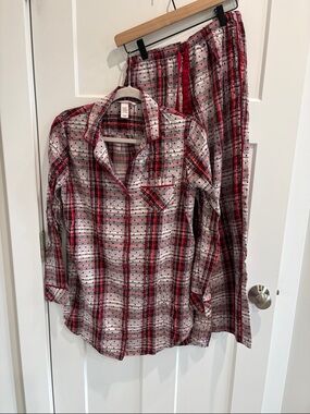Victoria's Secret Red and White Plaid Cotton Pajama Set